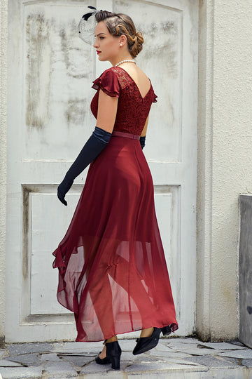 Vestido assimétrico pescoço ilusão